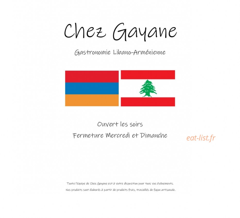 Chez Gayane — carte page 1