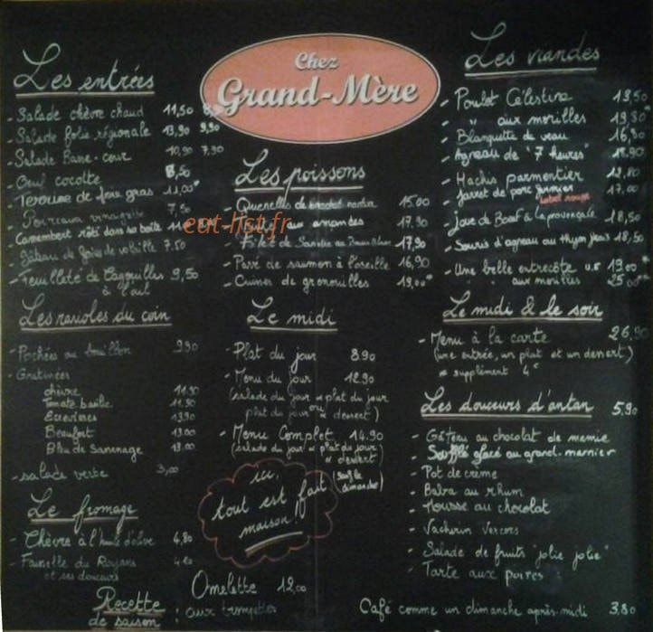 Chez Grand Mère — carte page 1
