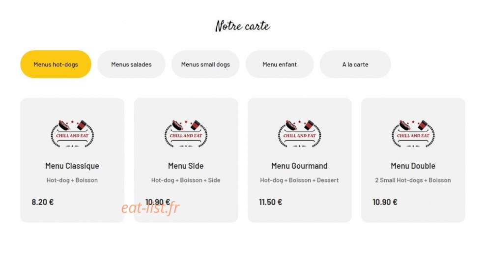 Chill and Eat — carte page 1