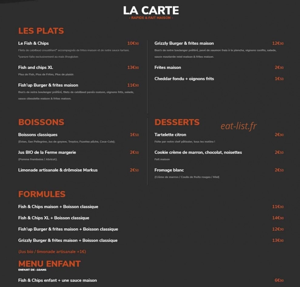 Fish'up — carte page 1