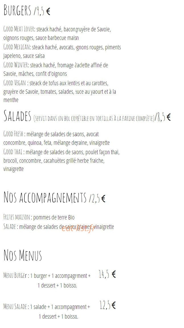 Good & Bio — carte page 1
