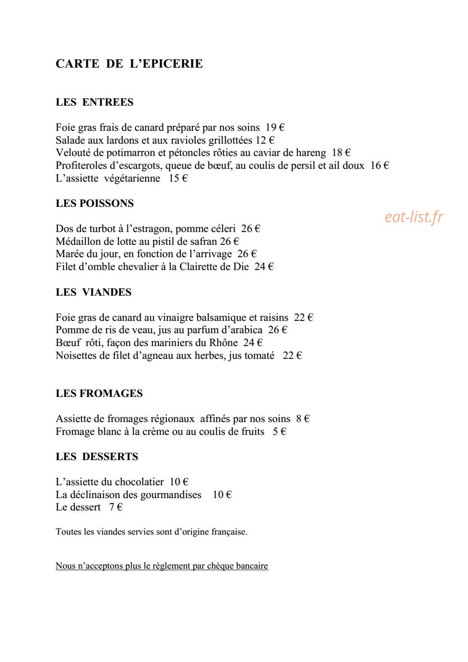 L' Epicerie — carte page 2