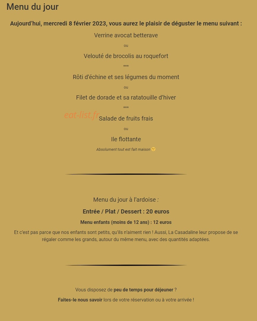 La Casadaline — carte page 1