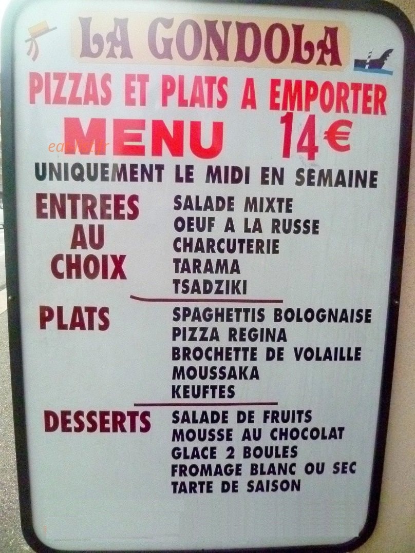 La Gondola — carte page 1