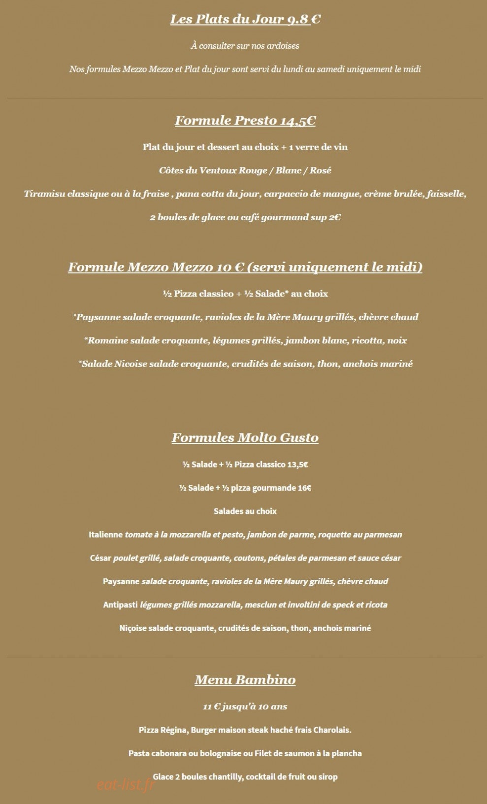 La Strada — carte page 2