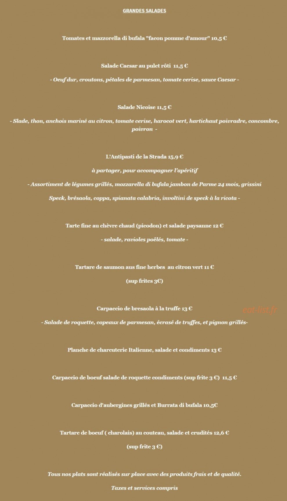La Strada — carte page 1