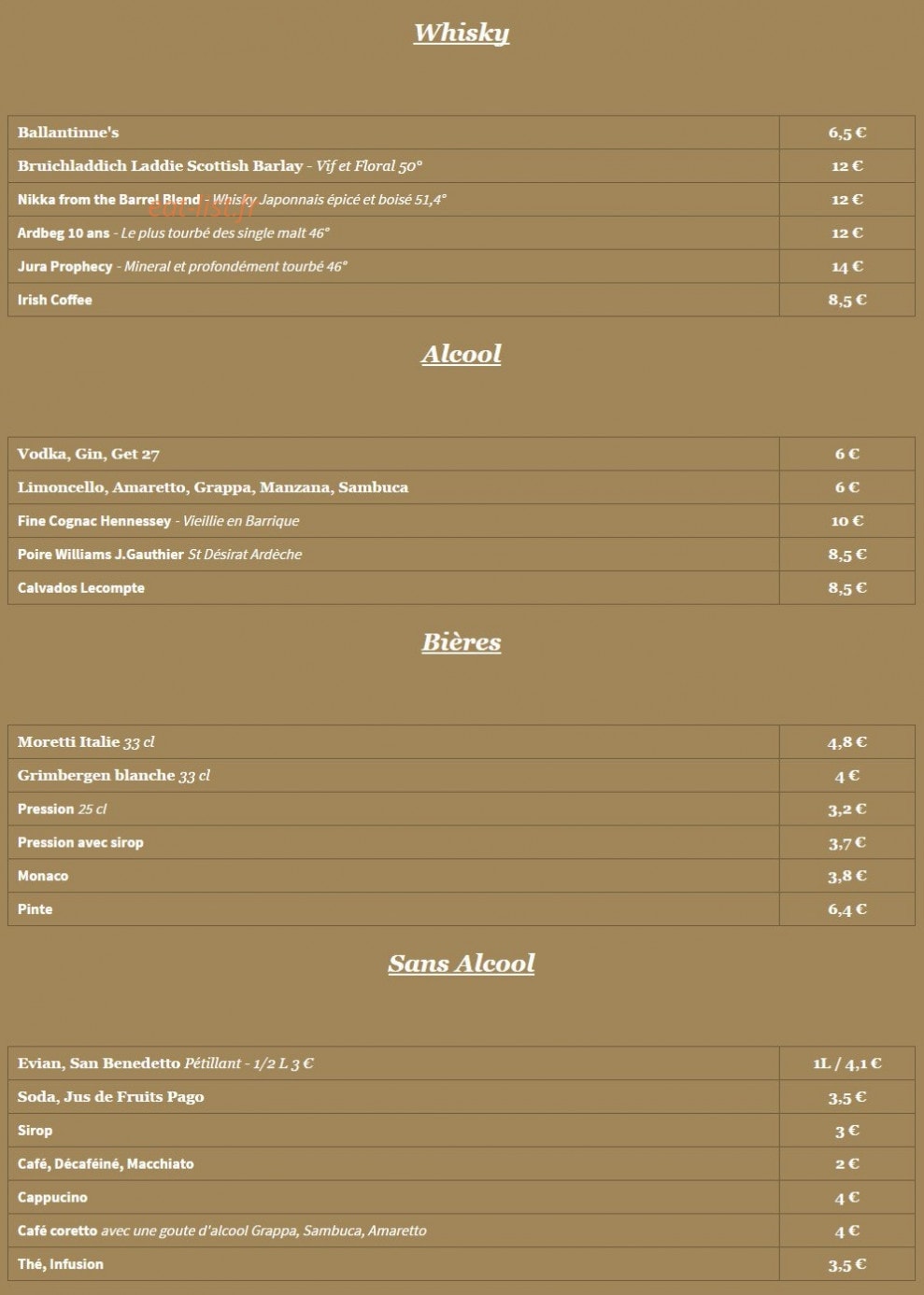 La Strada — carte page 11