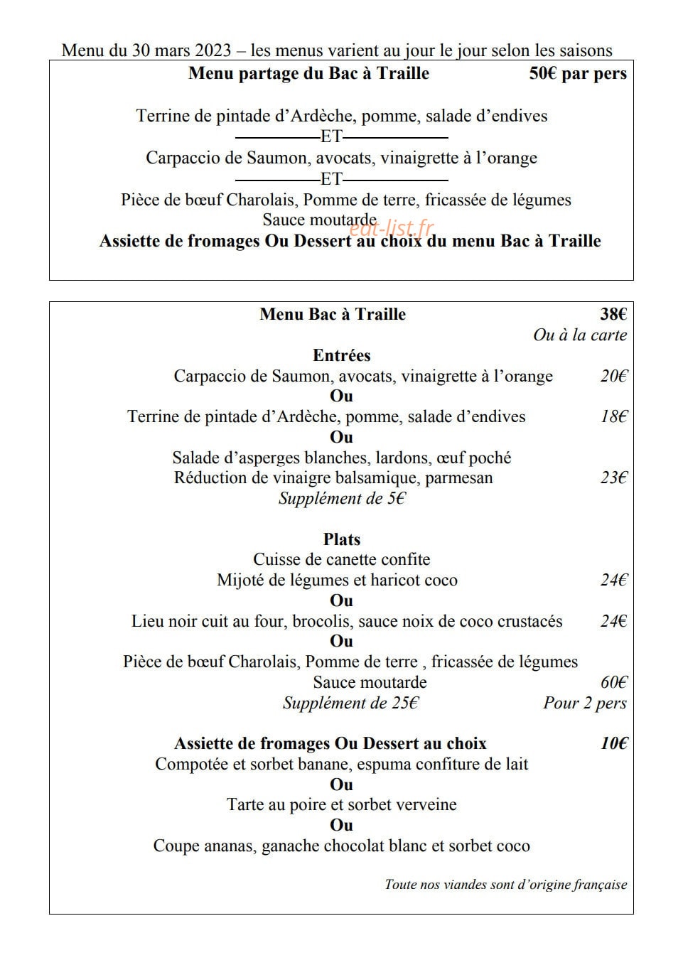 Le Bac à Traille — carte page 1