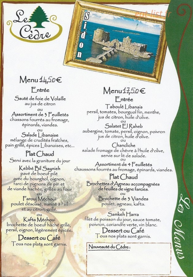 Le Cèdre — carte page 1
