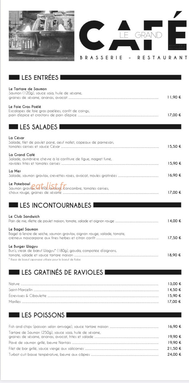 Le Grand Café — carte page 1