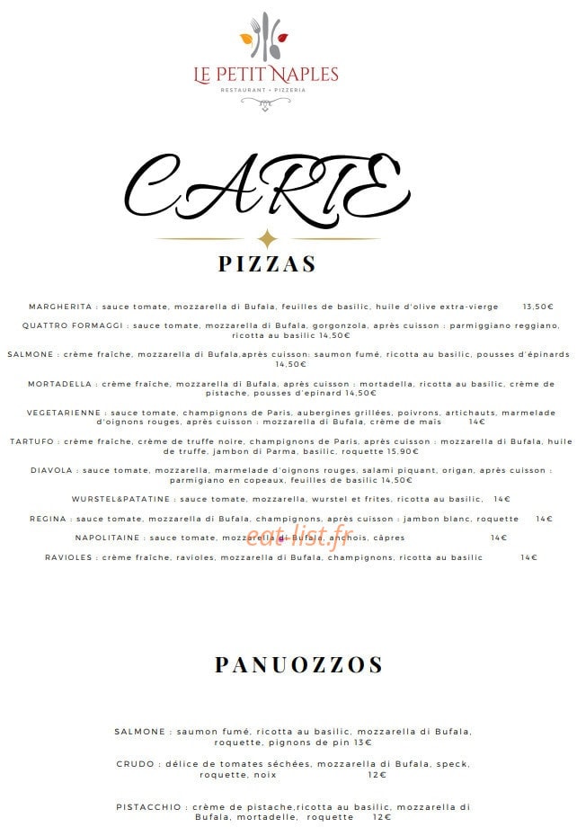 Le Petit Naples — carte page 2