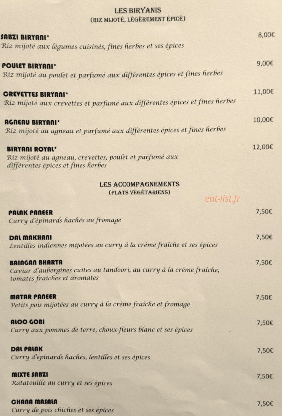 Le Shalimar — carte page 4