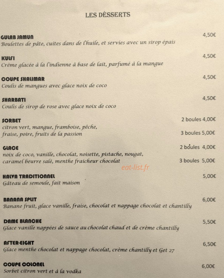 Le Shalimar — carte page 8