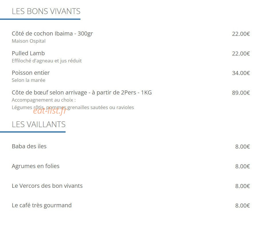 Les Bons Vivants — carte page 2