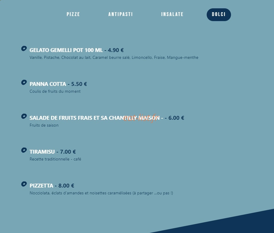 Pisolino Pizzeria — carte page 5