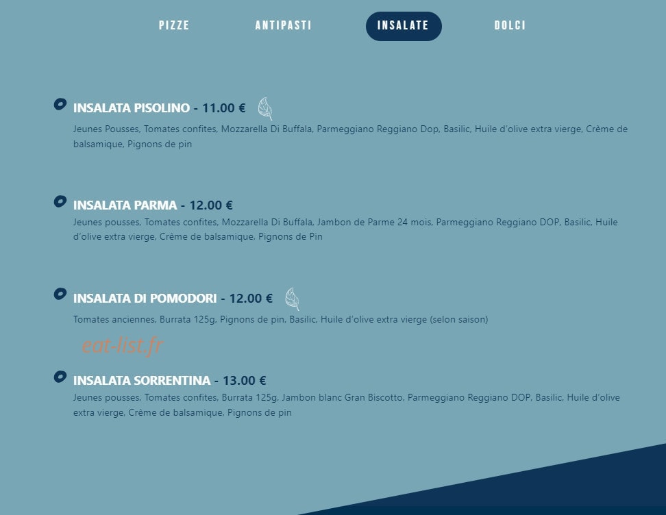 Pisolino Pizzeria — carte page 4