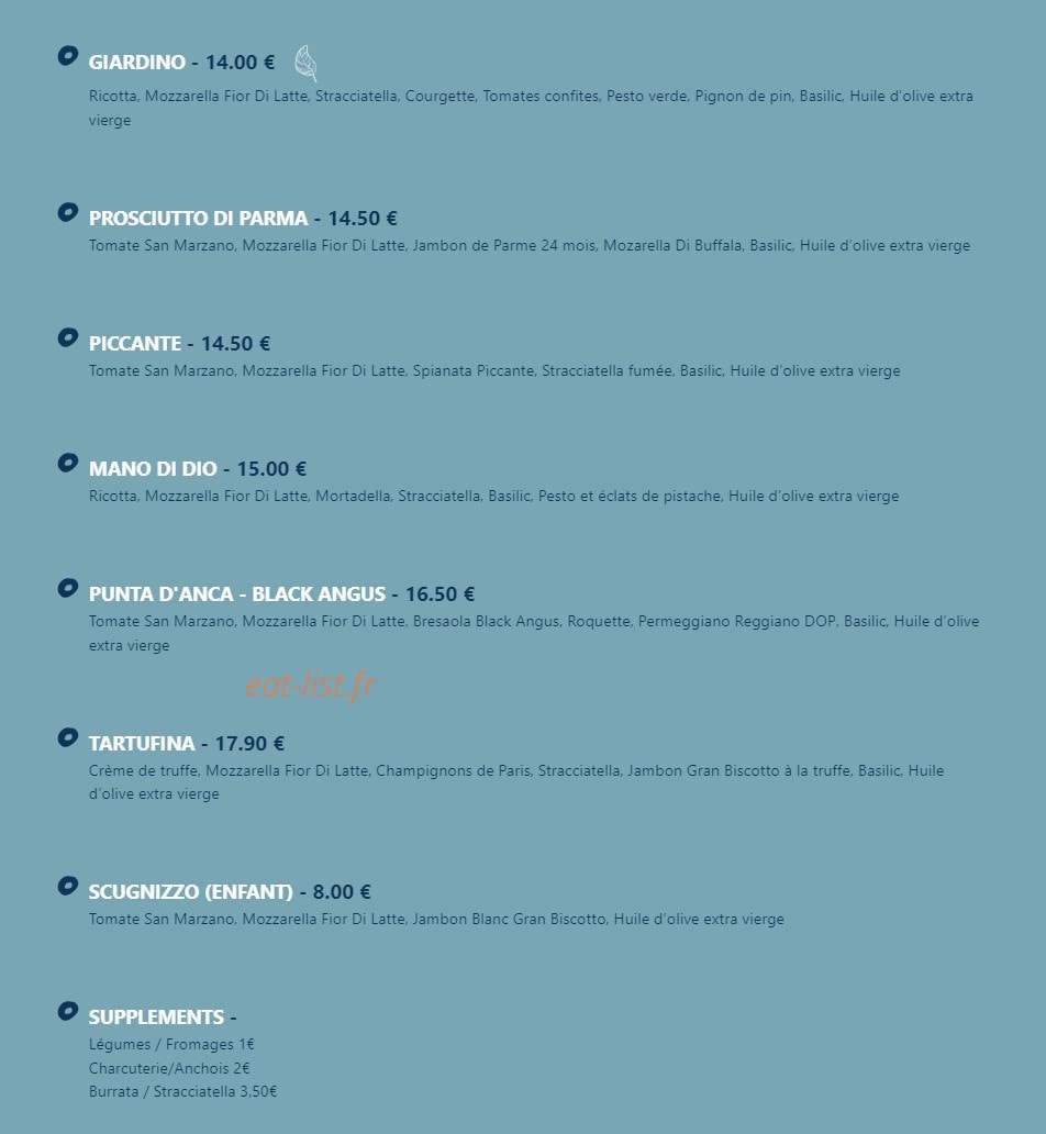 Pisolino Pizzeria — carte page 2