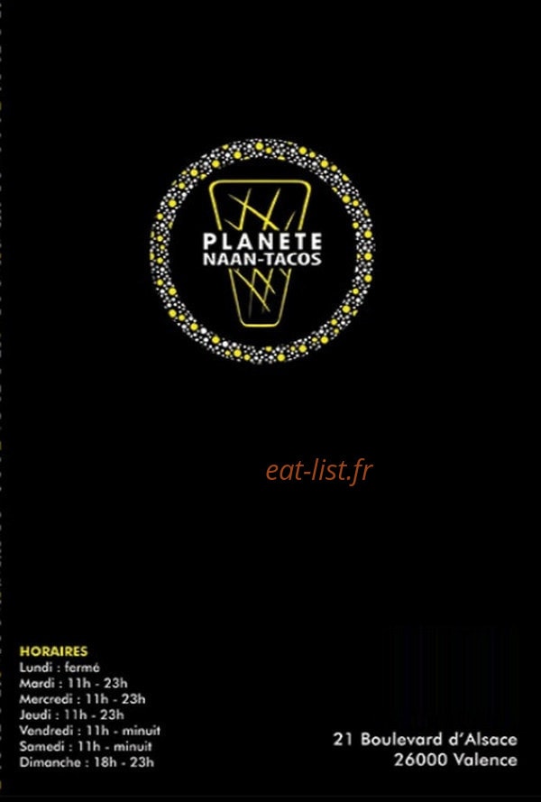 Planete Naan Tacos — carte page 1