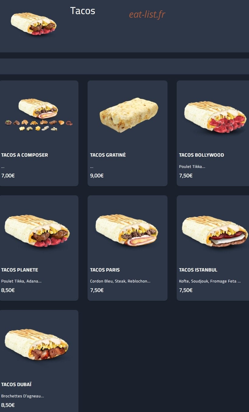 Planete Naan Tacos — carte page 4