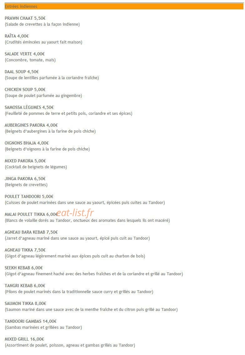 Restaurant Kathmandu — carte page 4