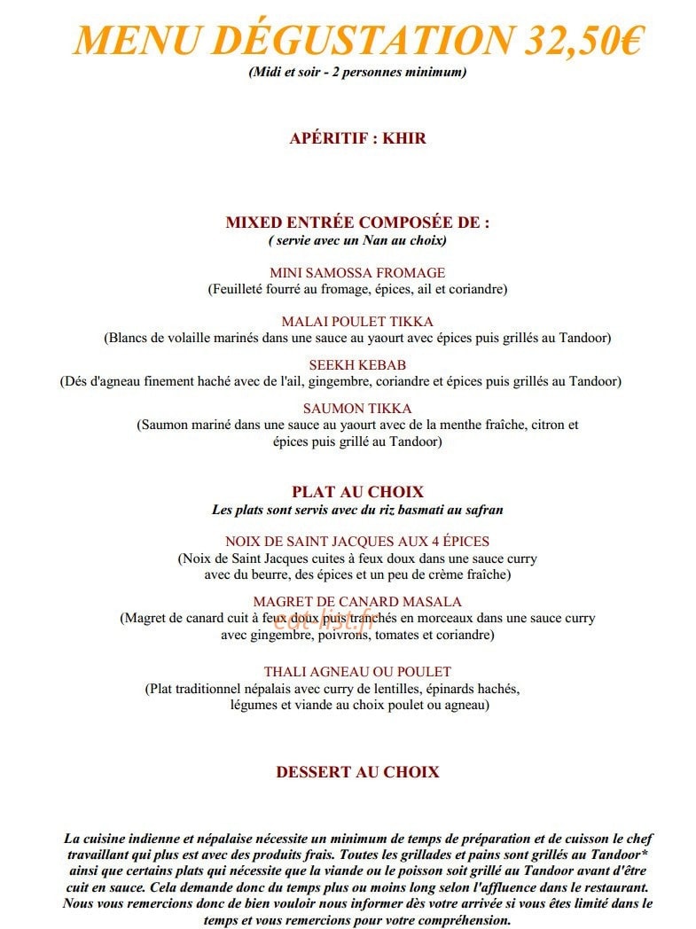 Restaurant Kathmandu — carte page 16