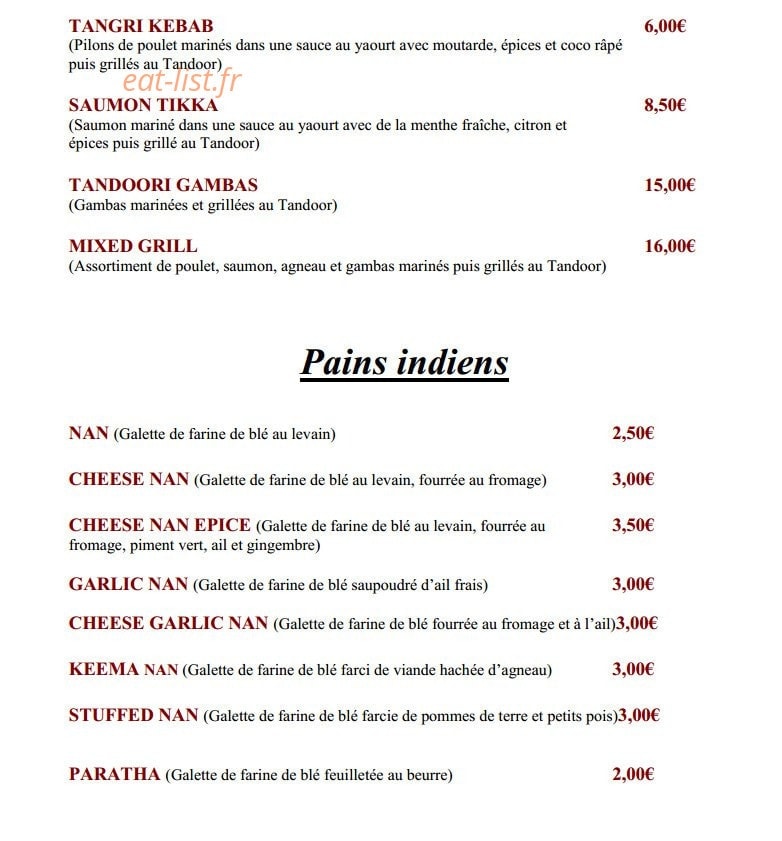 Restaurant Kathmandu — carte page 5
