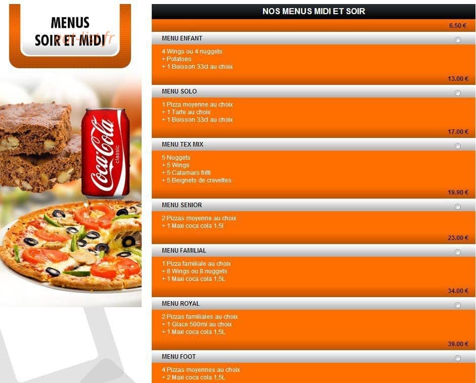 Royal pizza — carte page 1