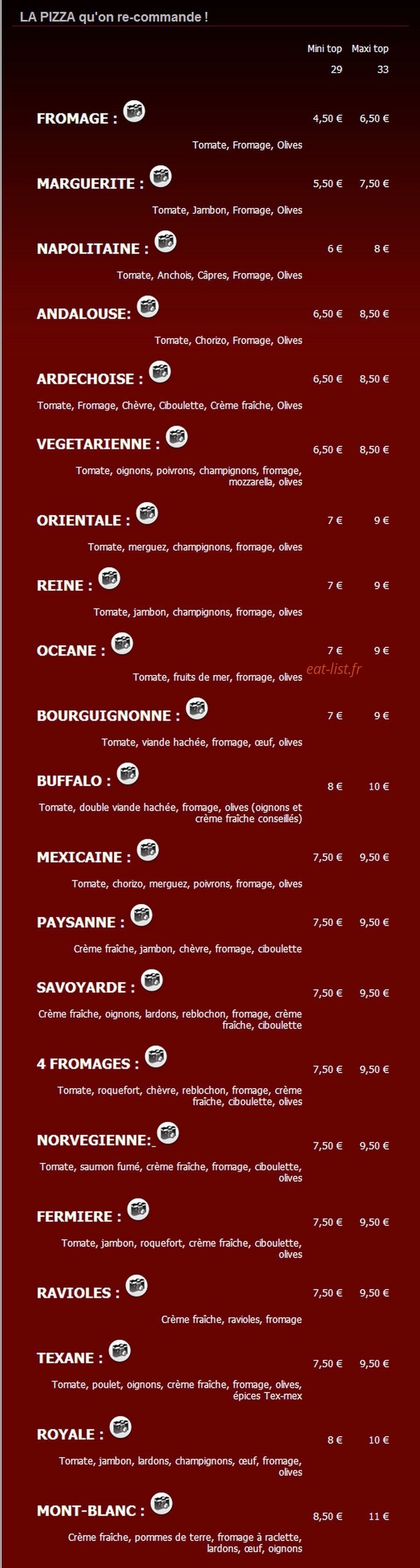 Top pizza — carte page 1