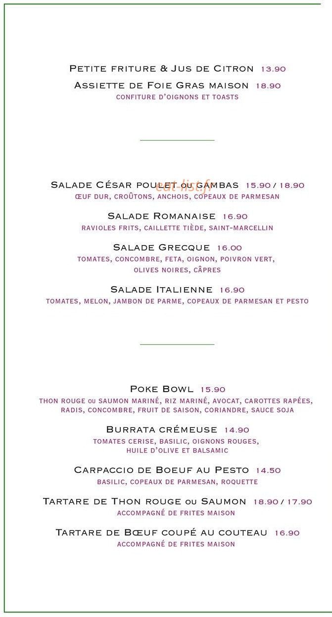 Au Petit Maxime — carte page 2