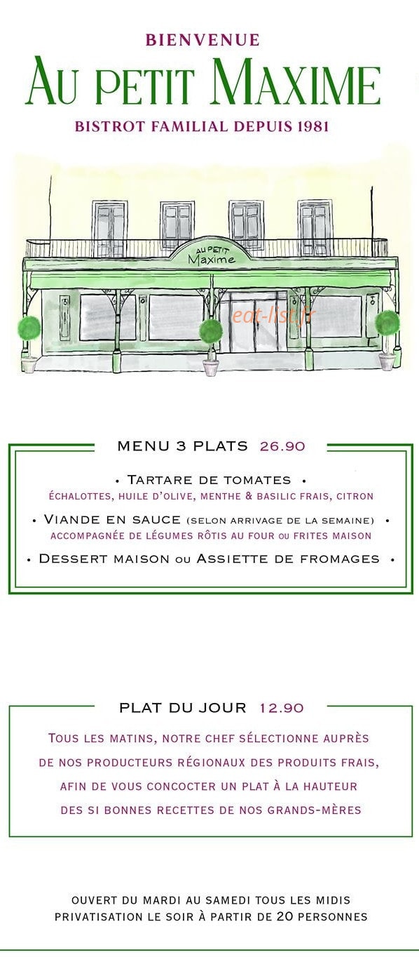Au Petit Maxime — carte page 1