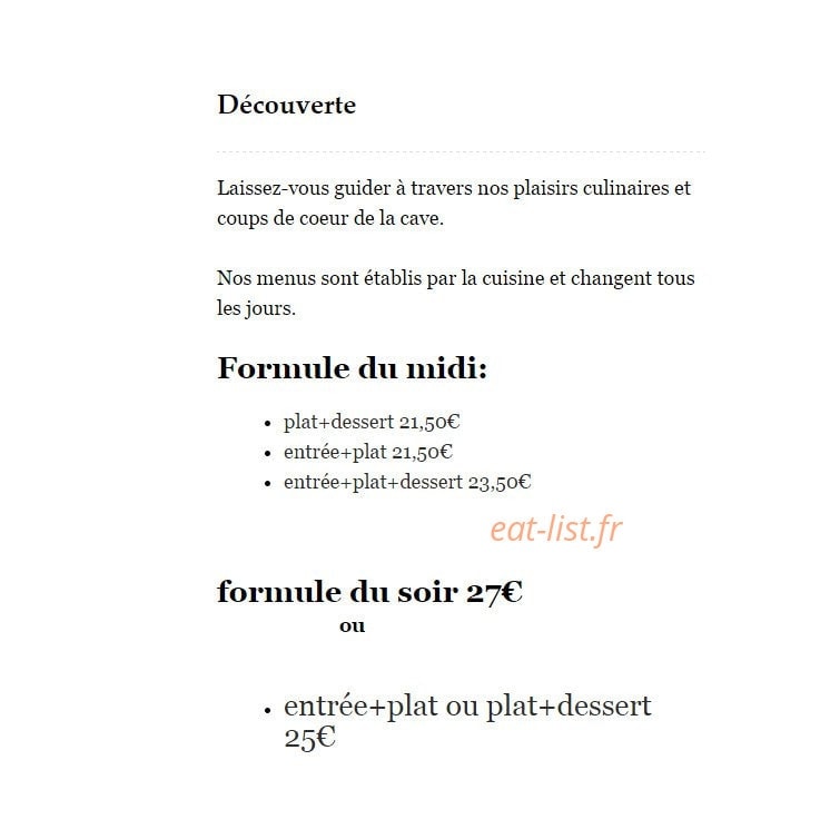 Café de Paris — carte page 1