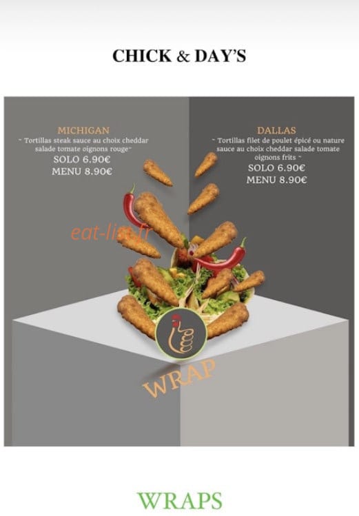 Chick & Day’s — carte page 8