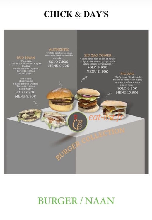 Chick & Day’s — carte page 2