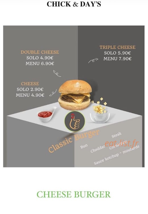 Chick & Day’s — carte page 4