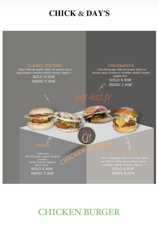 Chick & Day’s — carte page 3