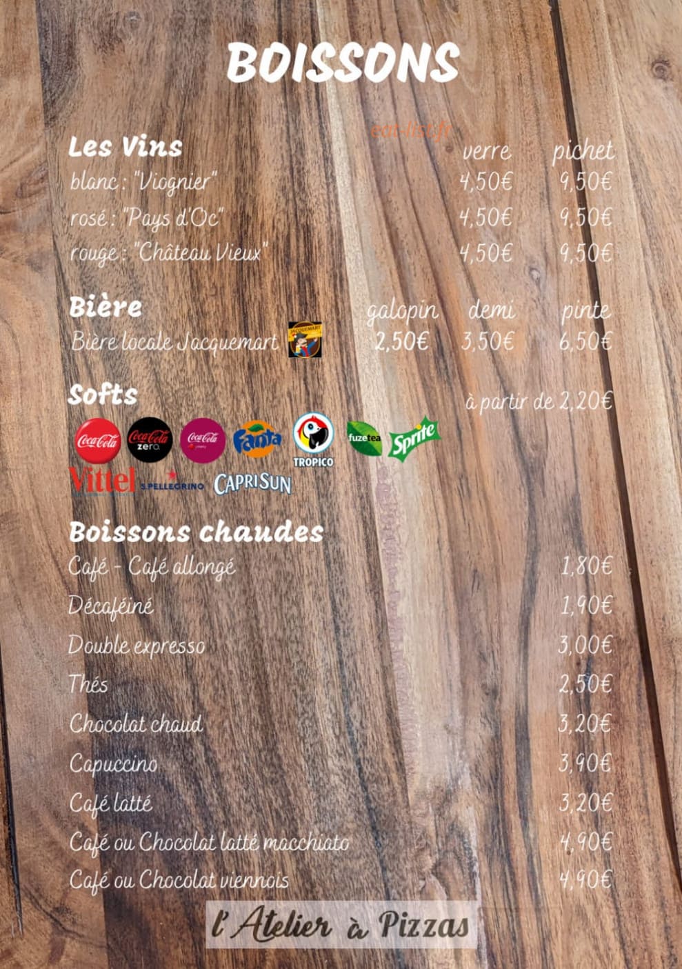 L’atelier à Pizzas — carte page 5