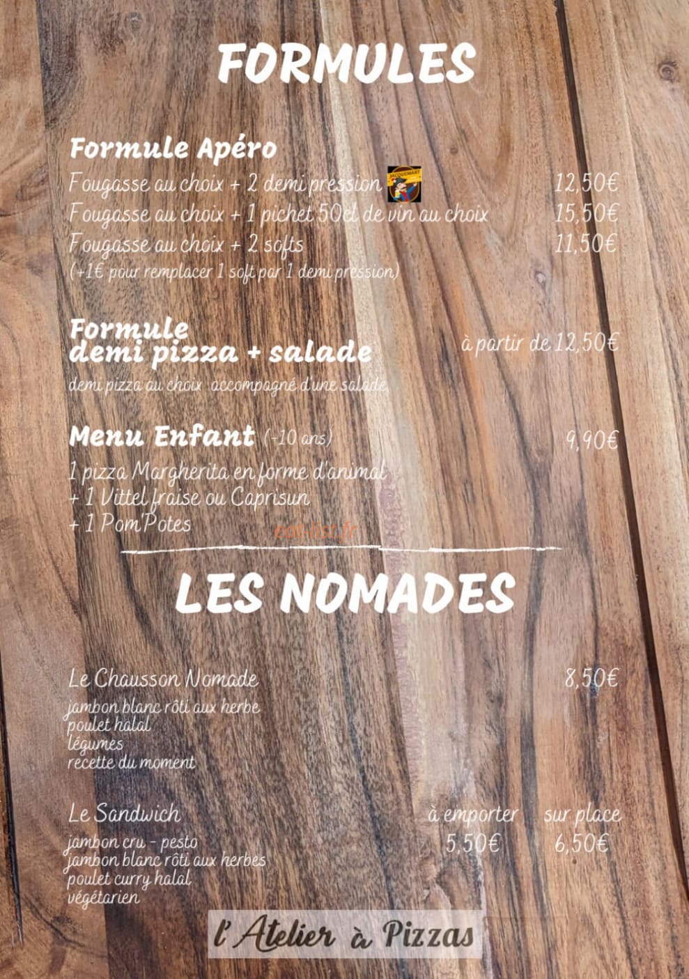 L’atelier à Pizzas — carte page 4