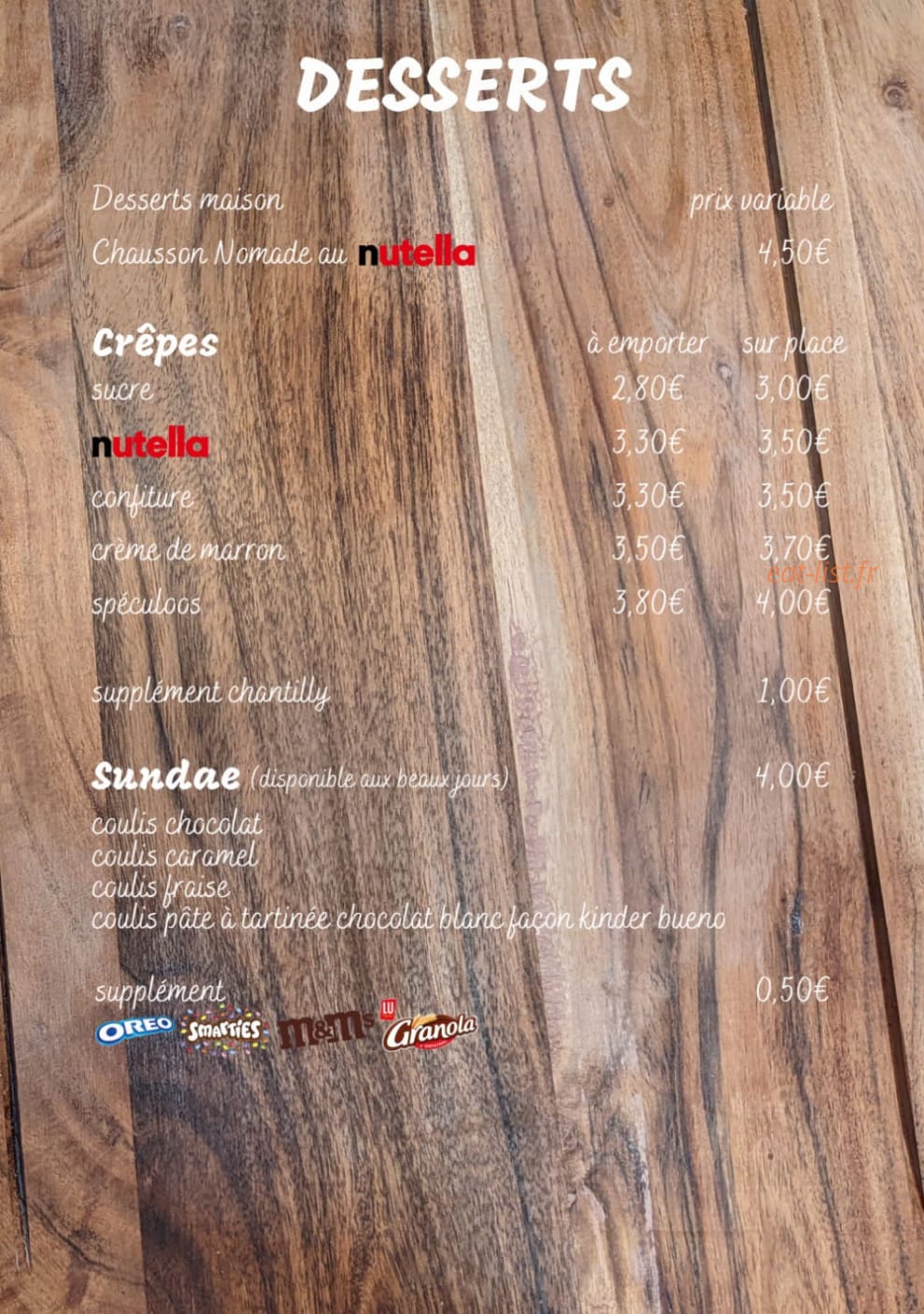 L’atelier à Pizzas — carte page 6