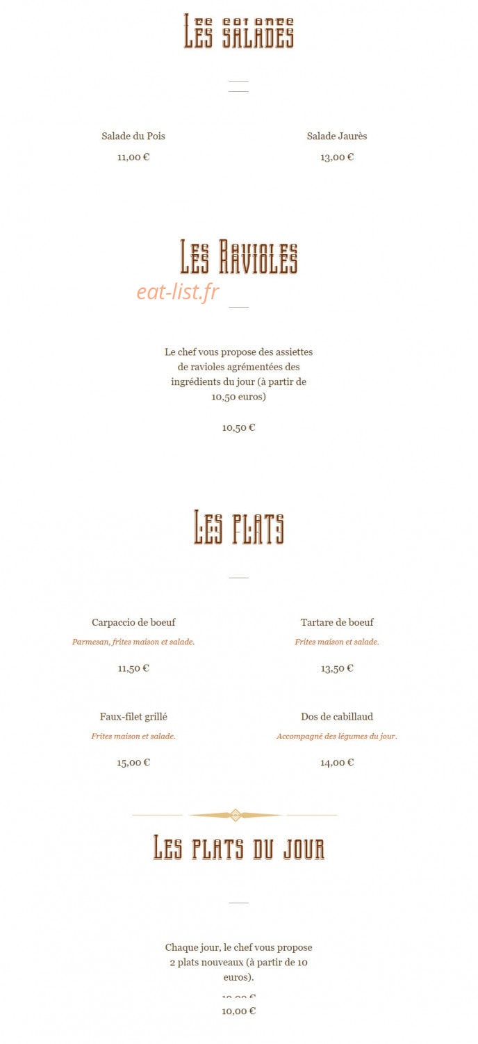 La Cantine du Pois — carte page 1
