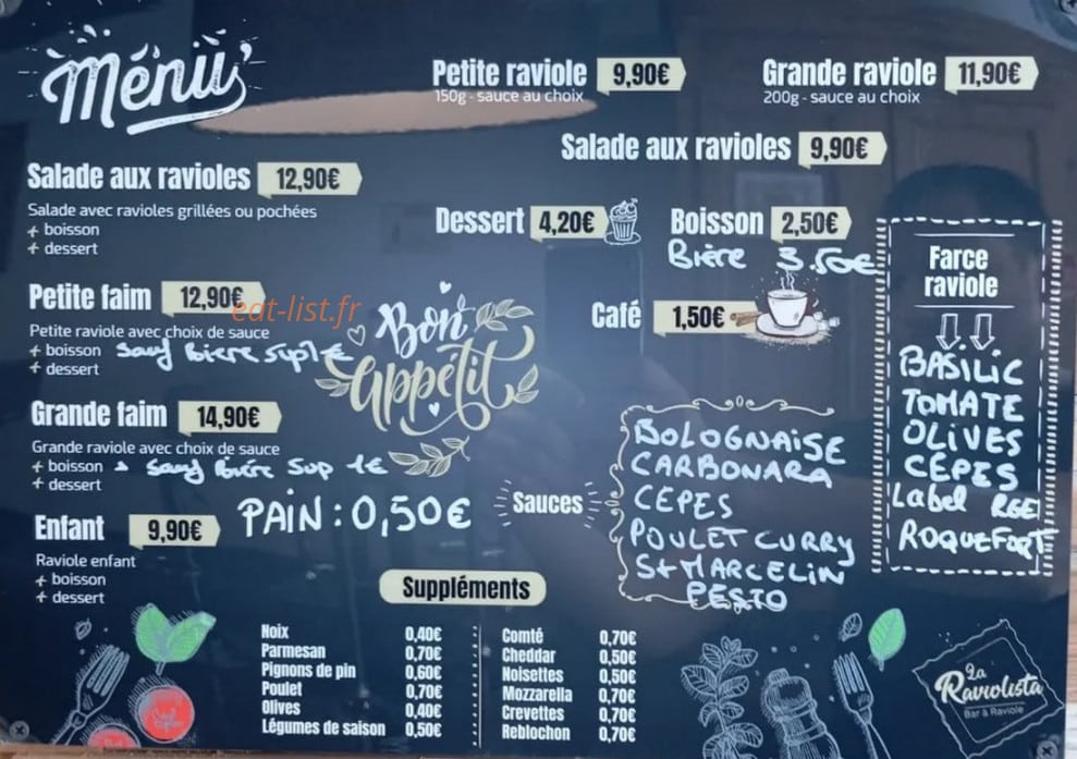 La Raviolista — carte page 1