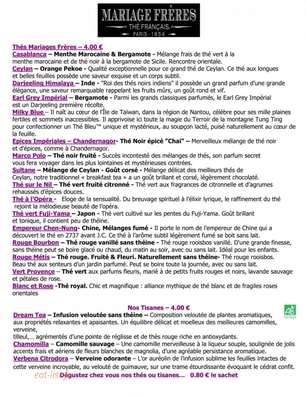 Le Bar à Vin — carte page 5