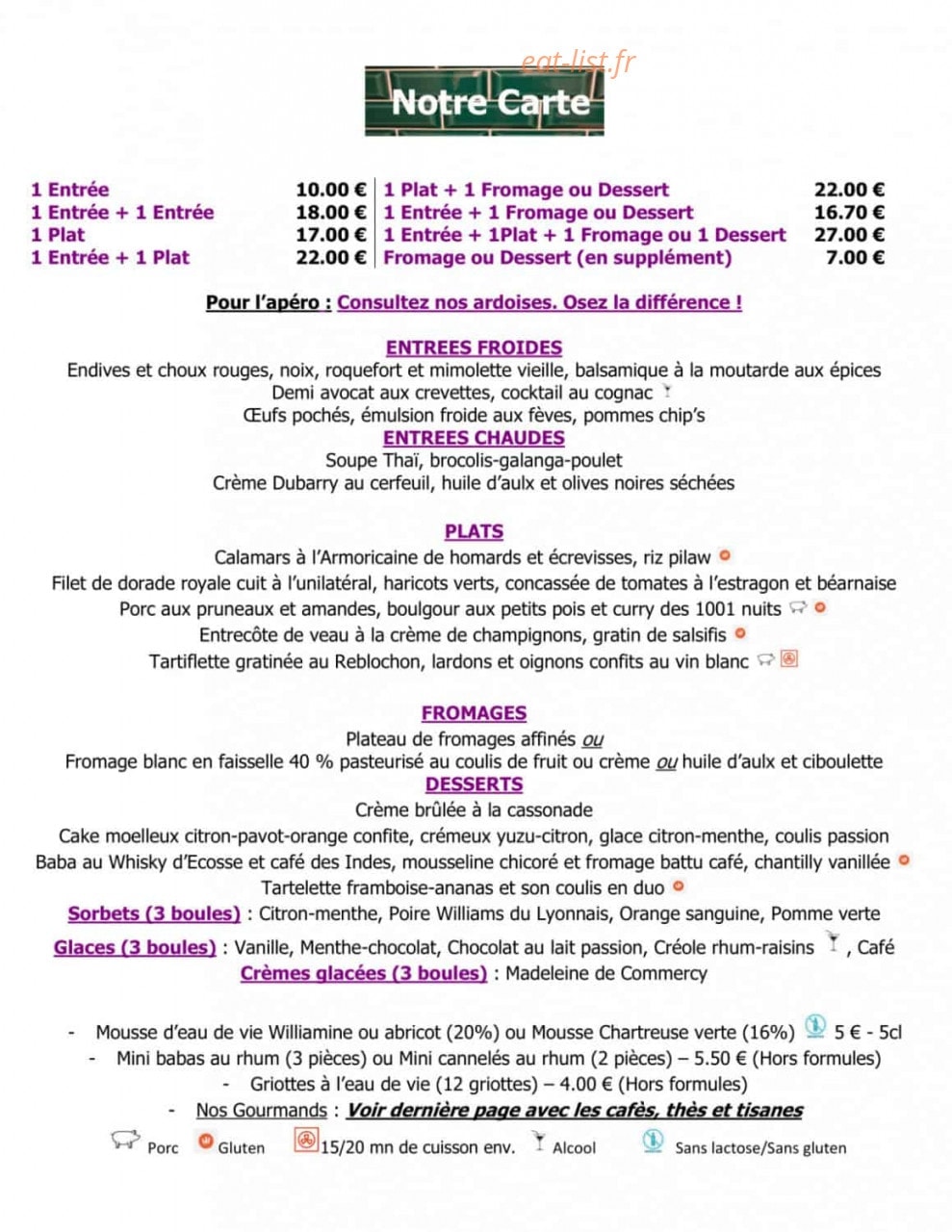 Le Bar à Vin — carte page 1