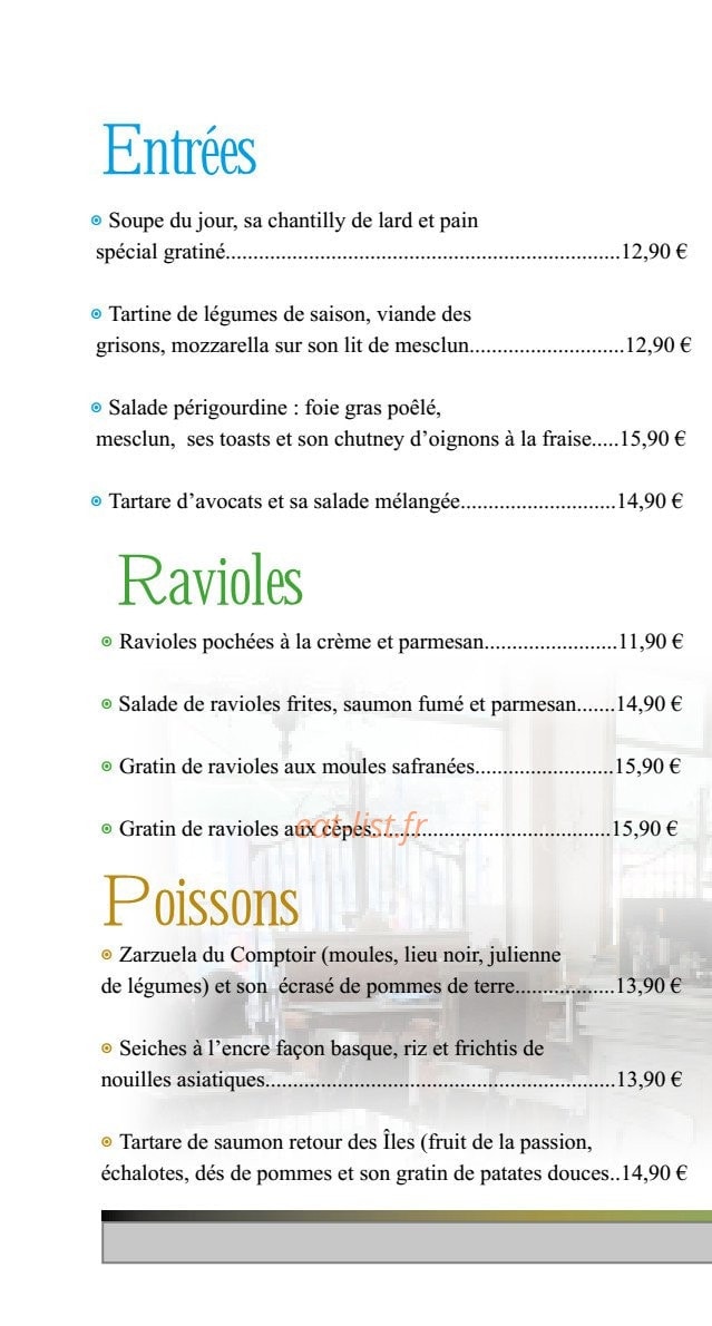 Le Comptoir des Loges — carte page 2
