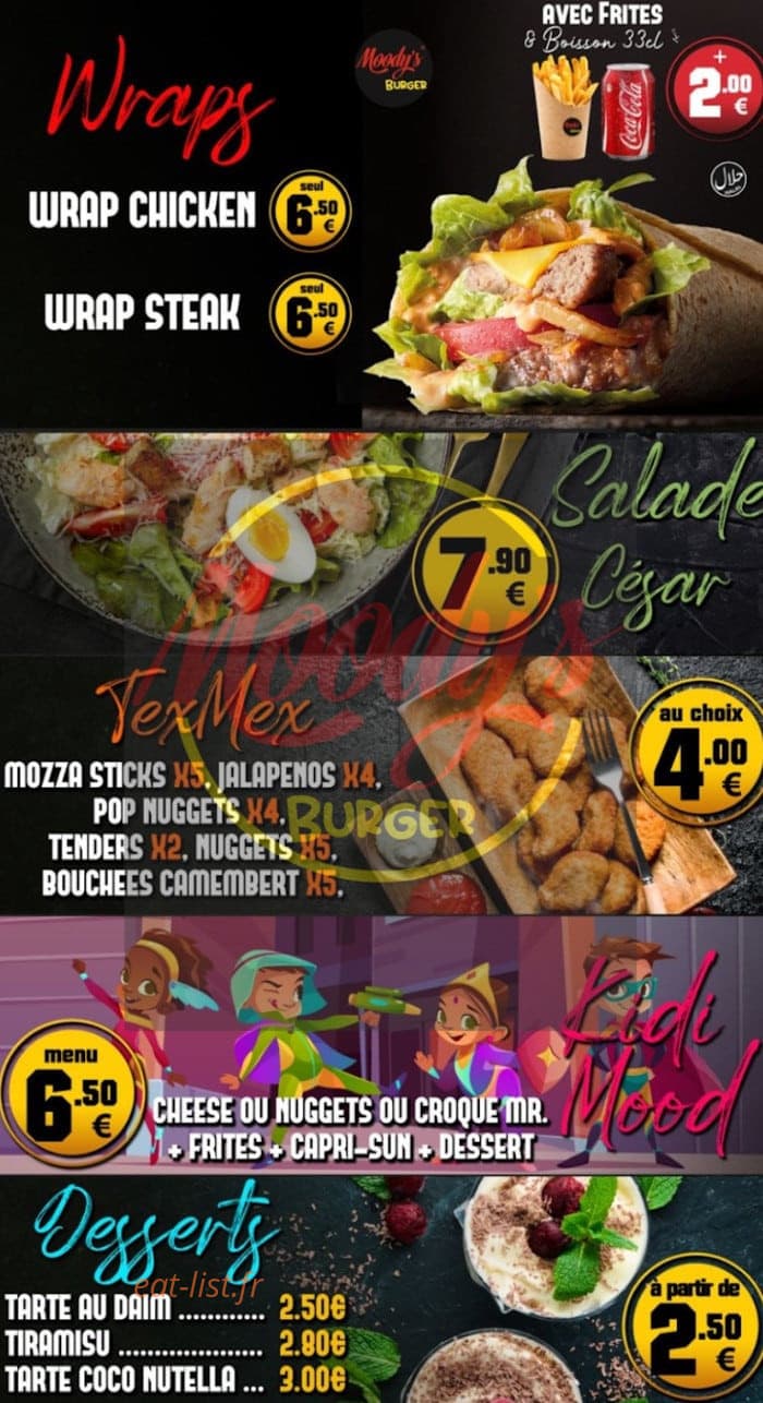 Moody’s Burger — carte page 2