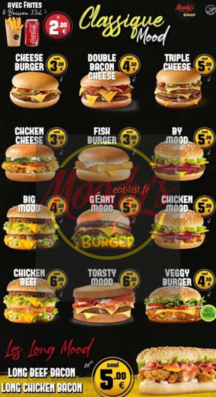 Moody’s Burger — carte page 1