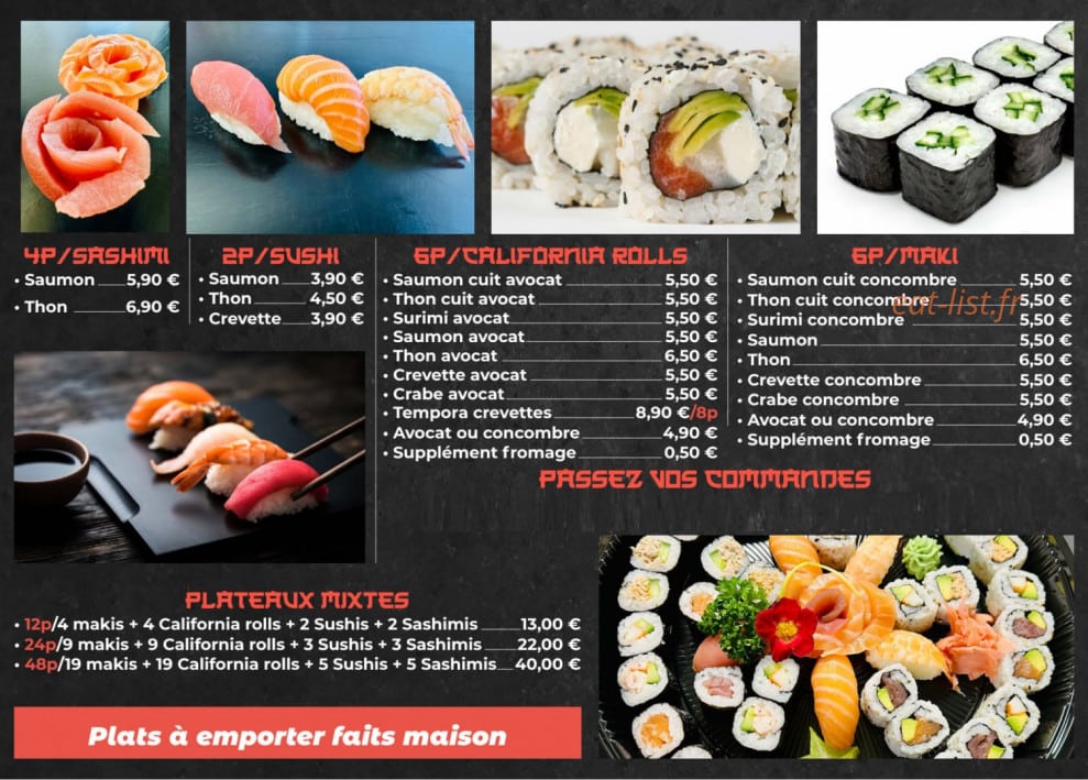 Tokami Sushi — carte page 1