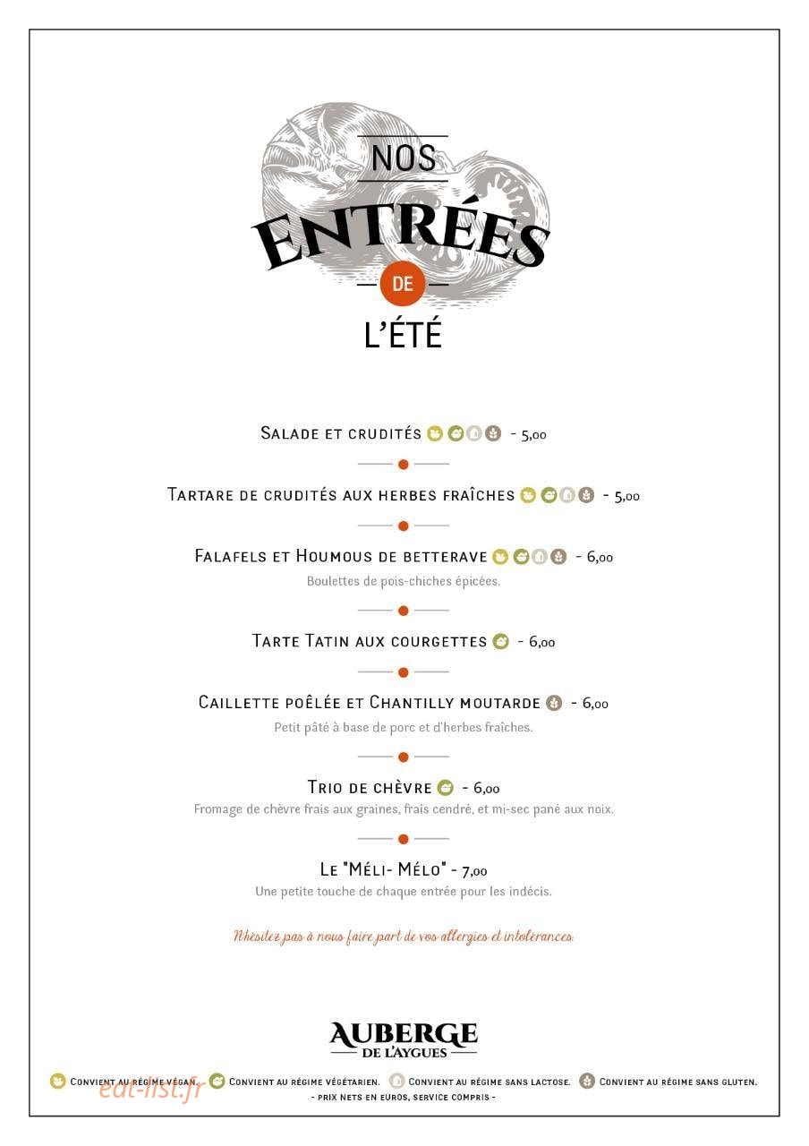 L'auberge de l'Aygues — carte page 3