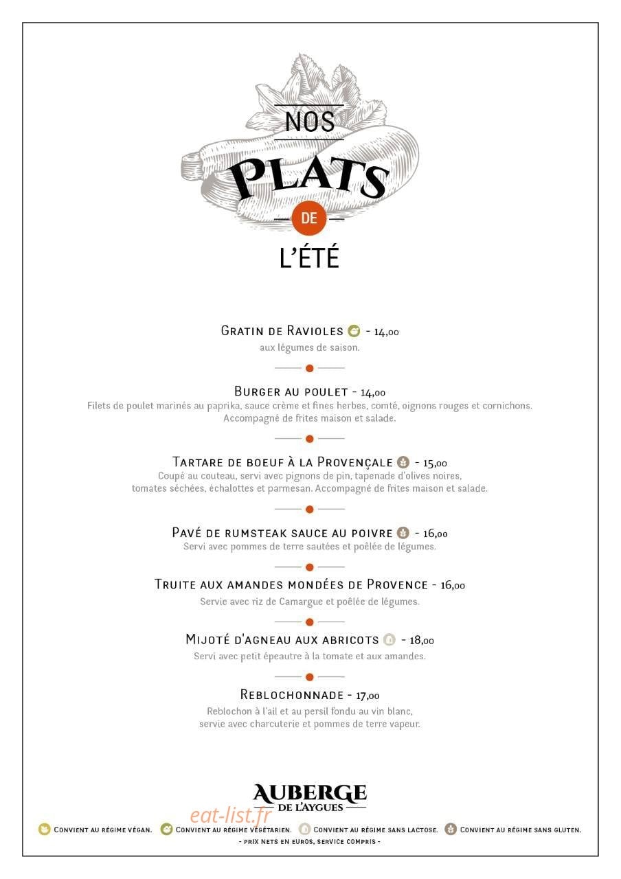 L'auberge de l'Aygues — carte page 5