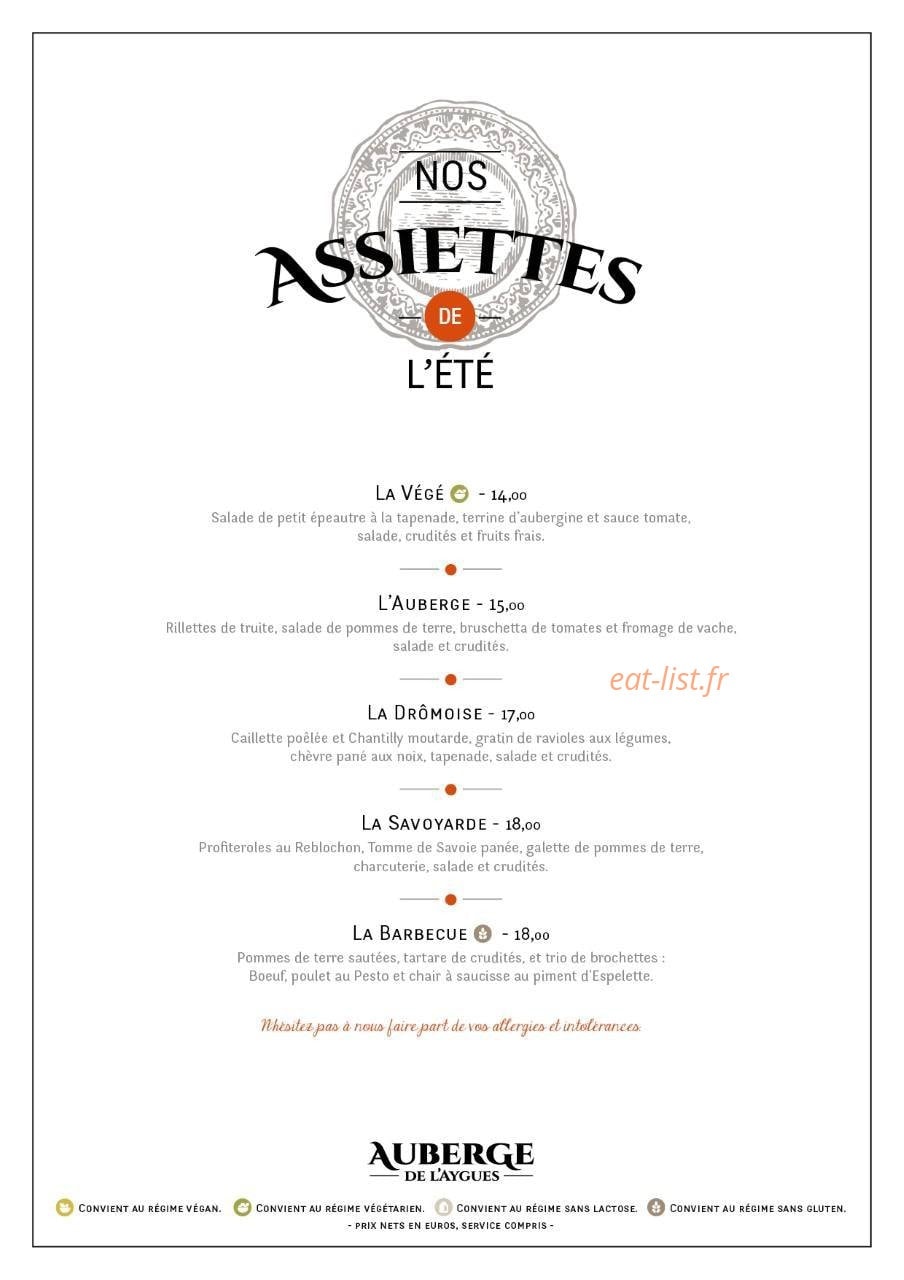 L'auberge de l'Aygues — carte page 4