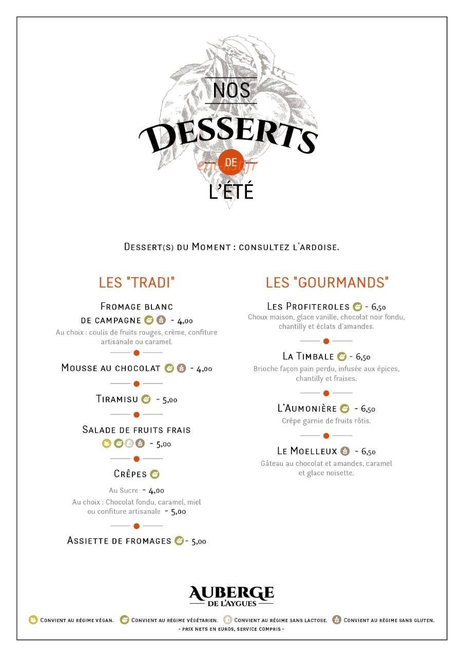 L'auberge de l'Aygues — carte page 6